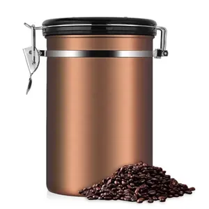 Contenitore per caffè marrone sottovuoto contenitore per alimenti contenitore per caffè acciaio inossidabile 22 OZ coperchio in metallo dorato