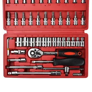 Conjunto de 46 peças de ferramentas manuais para reparo, auto conjunto de chaves de fenda e chaves de fenda 1/4"