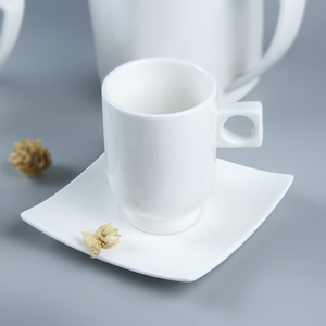 Conjunto de xícara de café americana, conjunto de copo de chá branco liso e molhador de cerâmica com pote - Product Image 2