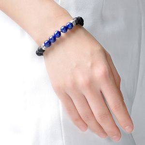 F87 Natürliche Stein Feng Shui Farbige <span class=keywords><strong>Handmade</strong></span> Festival Europäischen Großhandel Unisex Healing Lapis Lazuli Perle Spirituelle Armband