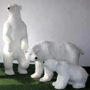 Standing Large Outdoor Garden Ornaments Simulation Animal Polar Bear Christmas Decoration Realistic Furry Polar Bear