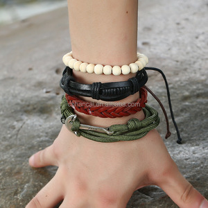4Pcs Multistrato di Vendita di Ancoraggio <span class=keywords><strong>Perline</strong></span> Speranza Bracciali In Pelle Set per I Migliori Amici di Sesso Maschile Braccialetto Delle Donne Braslet Gioielli Turco - Product Image 2