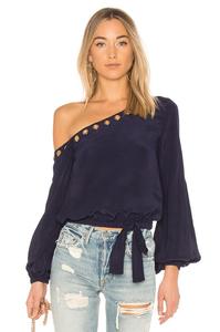 <span class=keywords><strong>Camicetta</strong></span> da donna personalizzata in velluto a maniche lunghe <span class=keywords><strong>monospalla</strong></span> con foro, produzione di abbigliamento femminile - Product Image 3