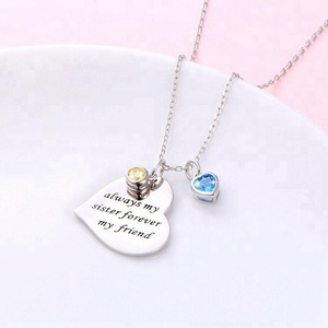 Always My Sister Forever My Friend-collar con colgante de corazón grabado de Plata de Ley 925 - Product Image 3