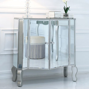 Credenza in Vetro Veneziano con Design a Specchio, Mobiletto Angolare a 2 Ante <span class=keywords><strong>per</strong></span> Camera da Letto e Soggiorno - Product Image 1