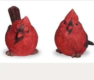 Conjunto de 3 diseños de estilos Cardenal figura rojo aves decoraciones de resina