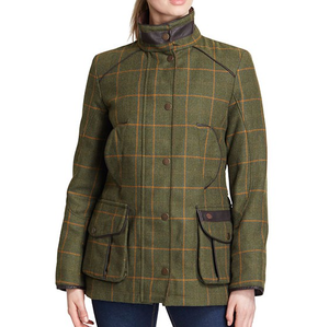 YALI CUSTOM COUNTRY CLOTHING 100% TWEED GREEN PLAID JACKET WOMEN