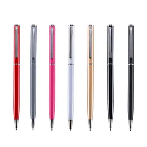 Kustom Dekoratif Slim Klasik Bisnis Metal Ballpoint Pen dengan Logo