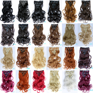 20 pollici 7PCS di Alta Temperatura In Fibra Sintetica Ricci 16 Clip In Estensioni Dei Capelli Per Le Donne Posticci Marrone Dei Capelli pezzi