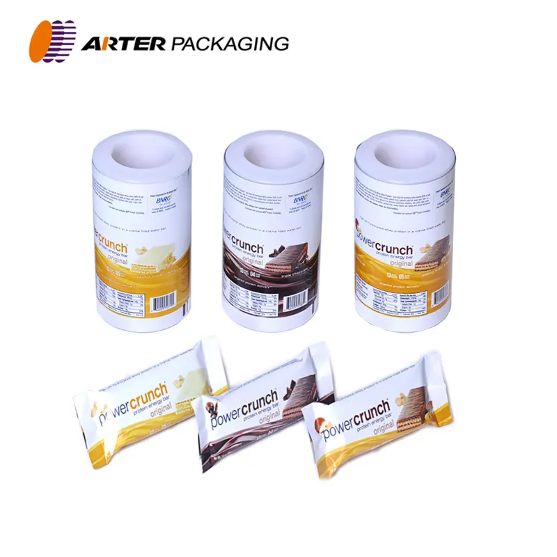 custom gravure printing plastic food grade chocolate candy/ energy/ cereal snack bar packaging bag wrapper