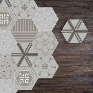 Hình Học Đơn Giản Xám Hexagon Tầng Peel Và Stick Tile Không Trượt