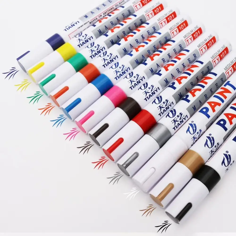 בסדר צבע שמן מבוסס אמנות מרקר <span class=keywords><strong>עט</strong></span> על בסיס שמן סמן התאגרף עבור מתכת גומי זכוכית עמיד למים 12 צבעים