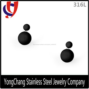 Famoso imitación joyería del <span class=keywords><strong>cuerpo</strong></span> <span class=keywords><strong>de</strong></span> acero médica <span class=keywords><strong>doble</strong></span> cara pendientes <span class=keywords><strong>de</strong></span> la bola - Product Image 1