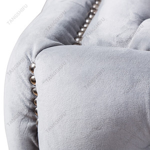 Moderne rembourrés <span class=keywords><strong>bouleau</strong></span> jambes gris velours retour tufté fauteuil canapé - Product Image 6