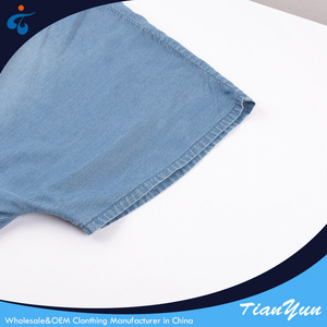 <span class=keywords><strong>Blusa</strong></span> de Estilo Japonés con Cuello Grande de Algodón Denim Personalizada para Mujer de Talla Grande - Product Image 4