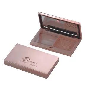 Cosmetic Package Customized Square Pan Empty Blush Compact Powder Case With Sponge Puff