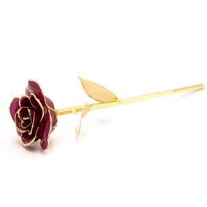 24 k Oro guarniti viola Rosa con foglia oro Fidanzata Regalo 24 k Oro Placcato Naturale Rosa Per San Valentino, regali di giorno della madre - Product Image 5