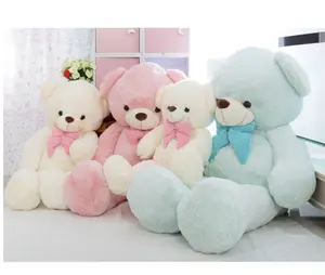 En gros Belle Doux Grand Rose Blanc Bleu Ours En Peluche Jouet Câlin Géant Ours En Peluche avec Arc Poupée pour fille cadeaux d'anniversaire