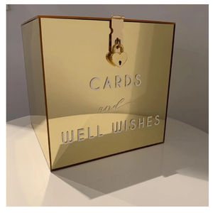 Custom Rose Gold Acrylic <strong>Mirror</strong> <strong>Box</strong> for Wedding Celebration Wishing Card <strong>Box</strong> with Lock - Product Image 5