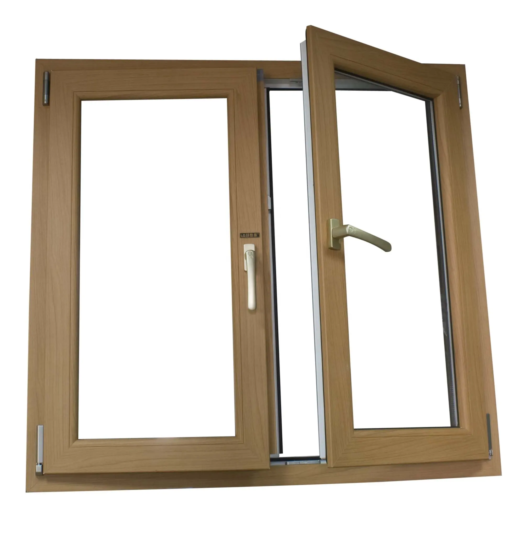 אבטחת Pvc Upvc Windows בצבע עץ מסגרת שינה צרפתי נדנדה Windows לרעש כפול זכוכית Upvc Pvc קייסמנט חלון