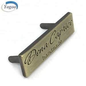 Rectángulo marca nombre luz oro placa personalizada <span class=keywords><strong>Metal</strong></span> bolso Logo etiqueta para bolsa uso - Product Image 4