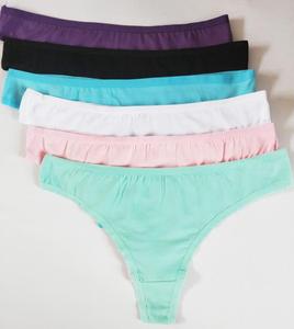 Taglie forti <span class=keywords><strong>6</strong></span> mutandine di cotone 95% di colore per le donne T- Back perizoma biancheria intima per gli Stati Uniti - Product Image 1