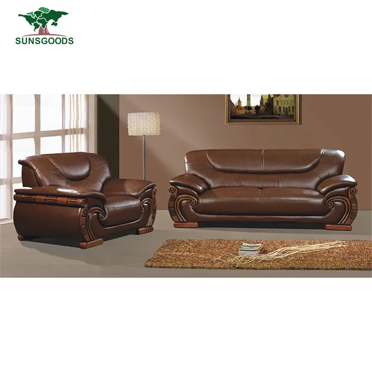 Fuente de la fábrica cuero marrón chocolate SOFA muebles de cuero