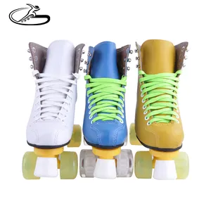 Roda Kulit Microfiber, Vamp PU Roda Baris Ganda Quad Roller Skate untuk Tinta