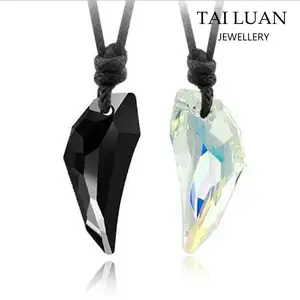 2018 fashion wolf tooth crystal couple necklace