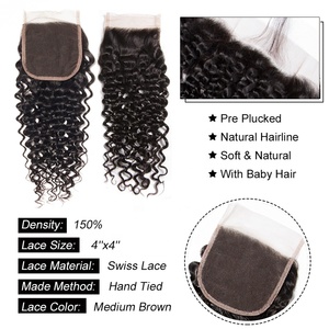 <span class=keywords><strong>CELIE</strong></span> cheveux humains 4x4 fermeture en dentelle crépus bouclés Offre Spéciale à cuticules alignées paquets de cheveux vierges et fermeture - Product Image 5
