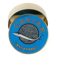 Kemasan Kotak Timah Logam Cetak Emas Kualitas Makanan Kaviar Italia