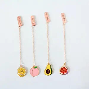 customized metal enamel fruit bookmark pendant, creative bookmark