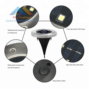 Solar luces <span class=keywords><strong>de</strong></span> jardín al aire libre tierra 8 luz LED del paisaje impermeable Decking lámpara <span class=keywords><strong>de</strong></span> seguridad para la calzada Yard - Product Image 2