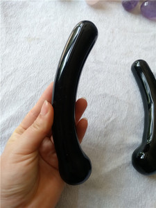 <span class=keywords><strong>Obsidian</strong></span> Hitam Alami Batu <span class=keywords><strong>Penis</strong></span> Buatan Melengkung Mainan Tongkat Wanita Seksi - Product Image 3