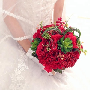 Red <span class=keywords><strong>the</strong></span> wedding Flower rose bridal bouquet for <span class=keywords><strong>the</strong></span> bride's outfit - Product Image 5