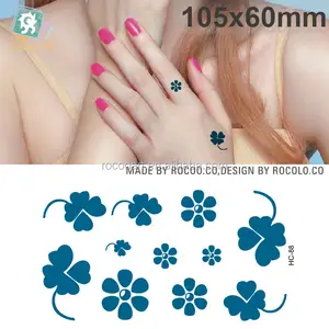 HC-88 wasserdichte temporäre Tattoos Aufkleber Harajuku blau schöne vier blättrige Kleeblatt Design sexy Handgelenk Finger gefälschte Tattoo Aufkleber