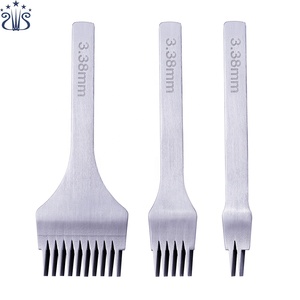 Poinçon de trou en cuir, poinçon de <span class=keywords><strong>ceinture</strong></span> en acier blanc 2/5/10 broches outils d'artisanat en cuir outil de couture de laçage - Product Image 3