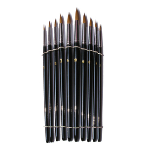 Shanghai fournisseur kolinsky sable cheveux aquarelle brosse chrome plaqué poignée brush set peinture - Product Image 3