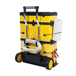 Boîte à outils empilable, organisateur mobile à roulettes avec poignée télescopique confortable, chariot rigide vertical avec roues - Product Image 6