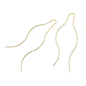 European popular elegant long hanging tassel earring wire in pure silver