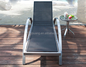 أثاث الحديقة ، كرسي الشاطئ ، صالة ، قماش أسود ، كرسي إطار من الألومنيوم - Product Image 2