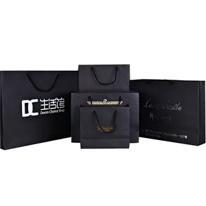 black kraft paper bag with handle Wedding Party Favor Paper Gift Bags 11x18x8cm