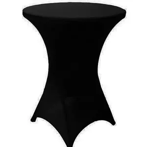 Cubierta de mesa de cóctel de spandex elástico de barra alta con soporte de cuatro pies