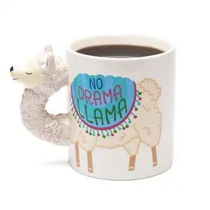 Tasse en céramique de sculpture de lama créative personnalisée, tasse à café en porcelaine de 16 oz tasse à boire personnalisée