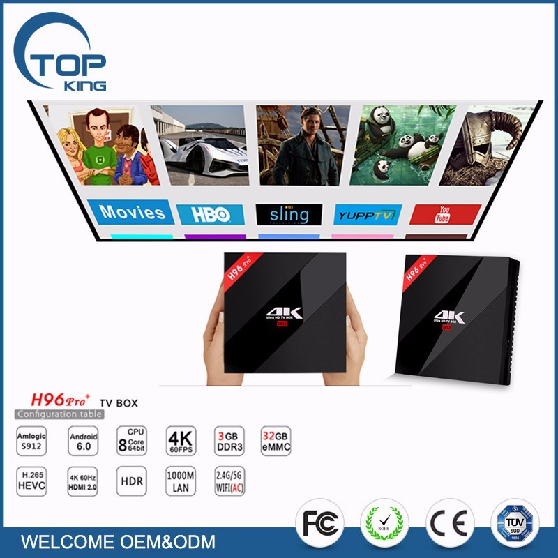 H96 Pro plus S912 Android 7.1 TV BOX Amlogic 3 GB 32 GB WiFi 2.4G/5.0G H.265 BT4.1 KODI 17.0 H.265 4 K Medios jugador