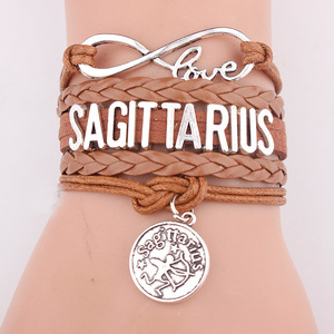 Los Sagitario cuero infinito cuerda pulsera carta de amor de estilo zodiaco - Product Image 6