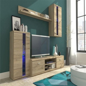 Ensemble de meubles de salon avec éclairage LED de différentes couleurs modernes, meuble d'exposition en verre, étagère de meuble TV - Product Image 4