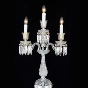 Waterford Crystal 3-Light Table Lamp For Bedchamber、Chrome + Clear