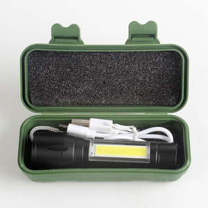 COB High Beam Led Zoom Torch <span class=keywords><strong>Light</strong></span> Hộp Quà Tặng USB Có Thể Sạc Lại Tập Trung Đèn Pin Bỏ Túi - Product Image 1