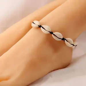 보헤미안 비즈 쉘 Anklets 다리 체인 발 보석 컬러 로프 조절 발목 팔찌 여성 액세서리 발목 무게